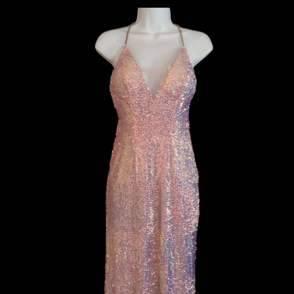 Jules & Cleo Pink Multicolor Sequin Formal Gown Size 0 - Picture 6 of 7